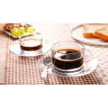 Haonai cheap and hot sale glass coffee cup and saucer set